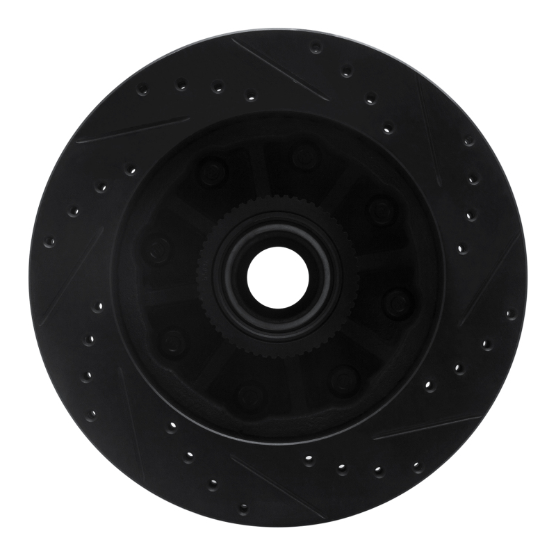 Chevrolet Express 3500 Brake Rotor (1) - Front Left - R1 Concepts - Drilled & Slotted - Black - `01-`02